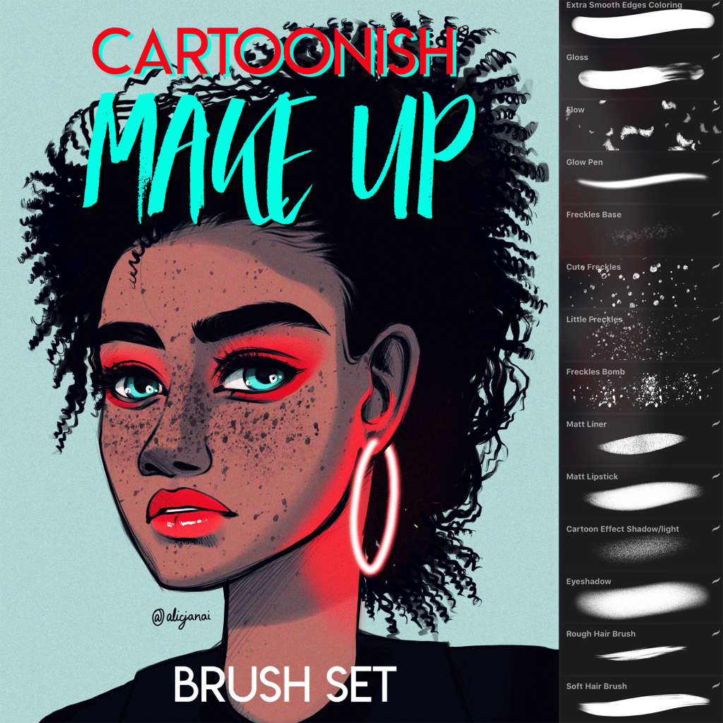 🎀Cartoon ish Make Up Brush Set Procreate🎀